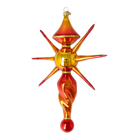 Golden Ember Star Glass Christmas ornament free blowing PRE-ORDER 2026-086
