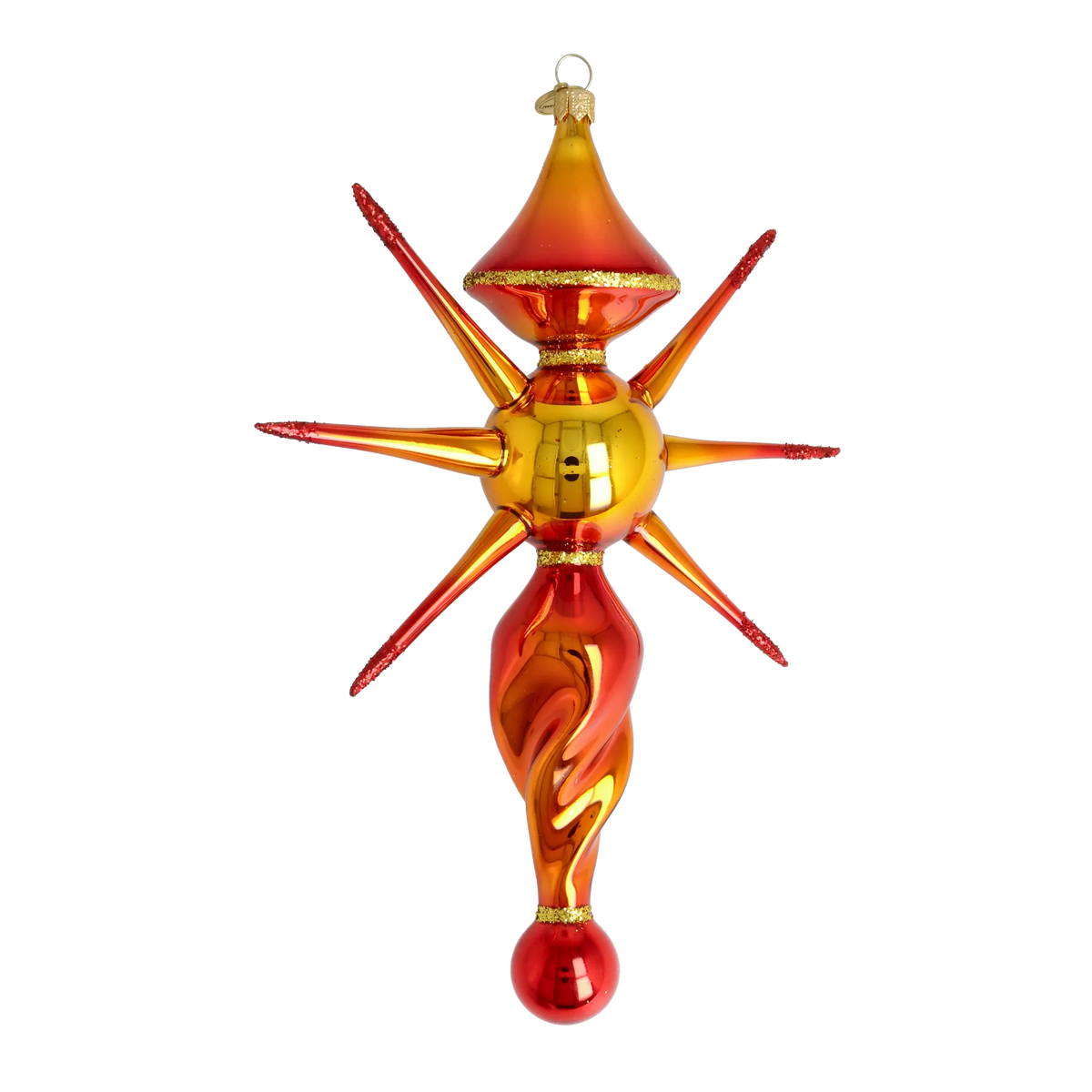 Gilded Ember Zenith | Hand-Painted Glass Ornament | Blubom 2026-086