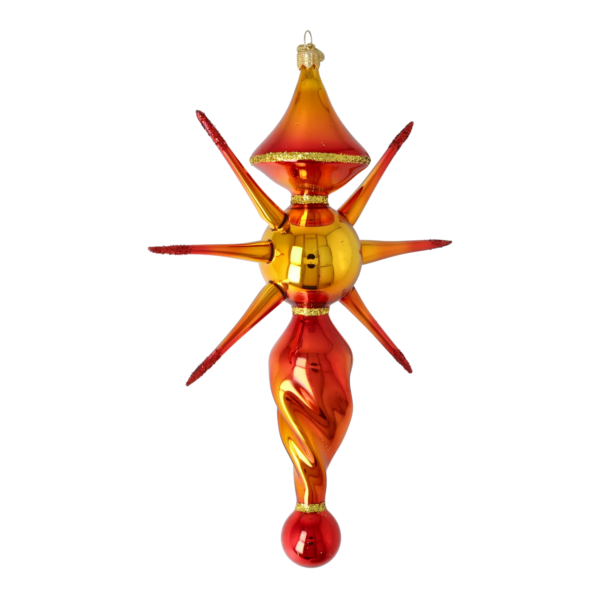 Gilded Ember Zenith | Hand-Painted Glass Ornament | Blubom 2026-086