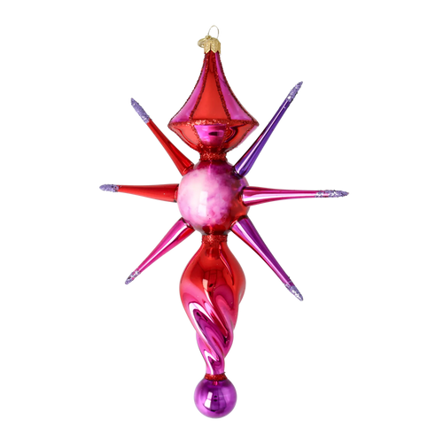 Ruby Solar Flare | Hand-Painted Glass Ornament | Blubom 2026-087