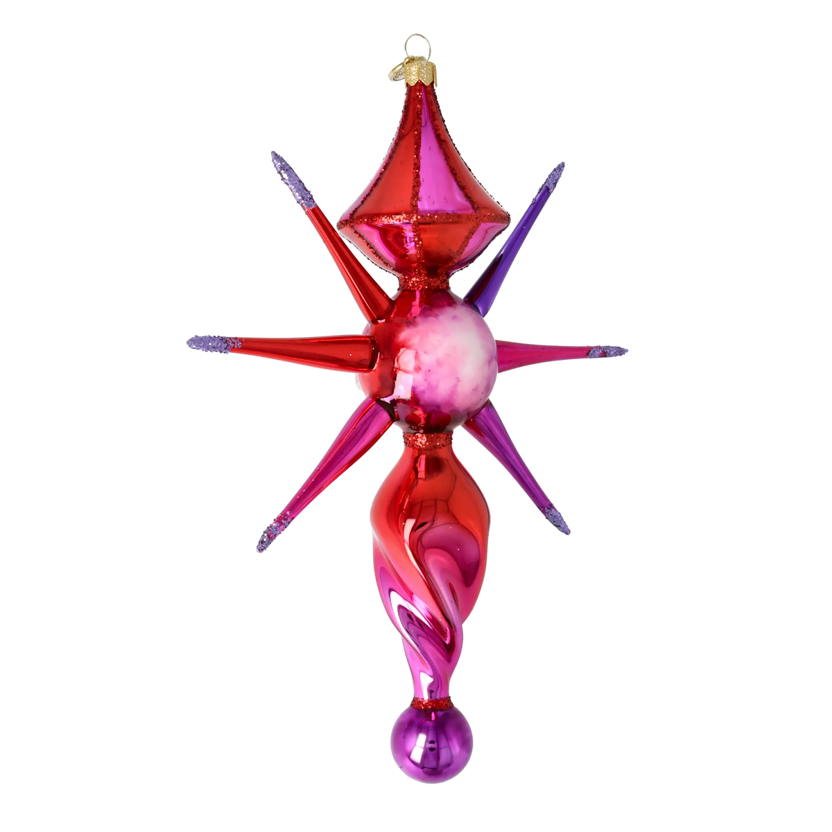 Ruby Solar Flare | Hand-Painted Glass Ornament | Blubom 2026-087