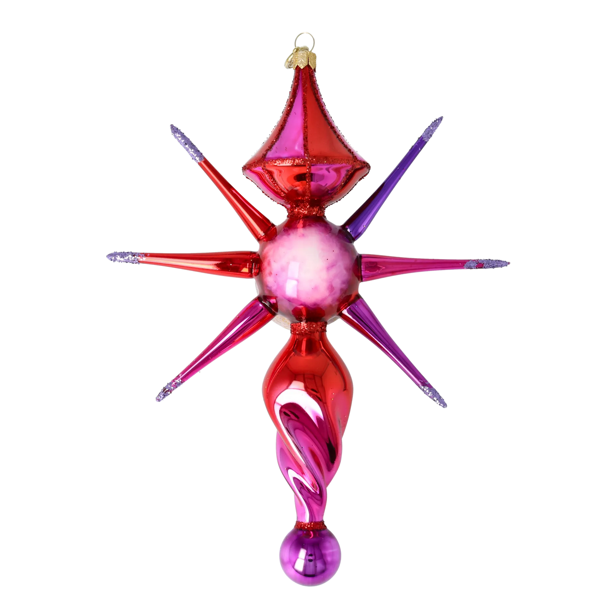 Ruby Solar Flare | Hand-Painted Glass Ornament | Blubom 2026-087