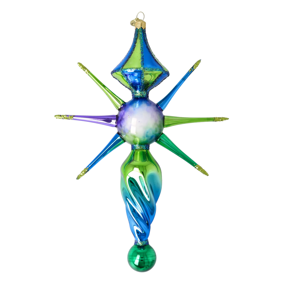 Sapphire Zenith Drift | Hand-Painted Glass Ornament | Blubom 2026-089