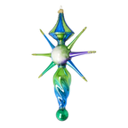 Sapphire Zenith Drift | Hand-Painted Glass Ornament | Blubom 2026-089