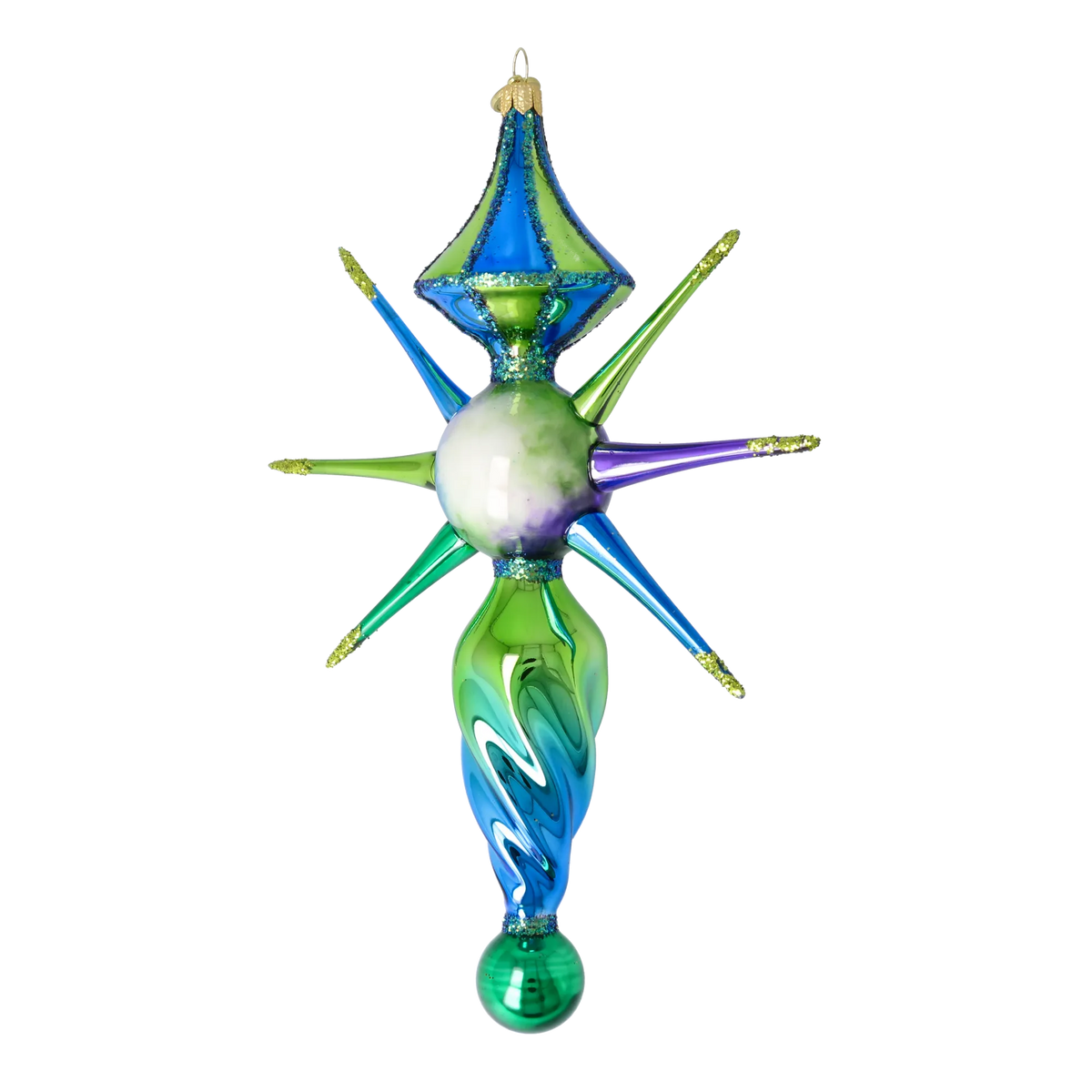 Sapphire Zenith Drift | Hand-Painted Glass Ornament | Blubom 2026-089