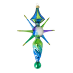 Sapphire Zenith Drift | Hand-Painted Glass Ornament | Blubom 2026-089
