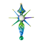Sapphire Zenith Drift | Hand-Painted Glass Ornament | Blubom 2026-089