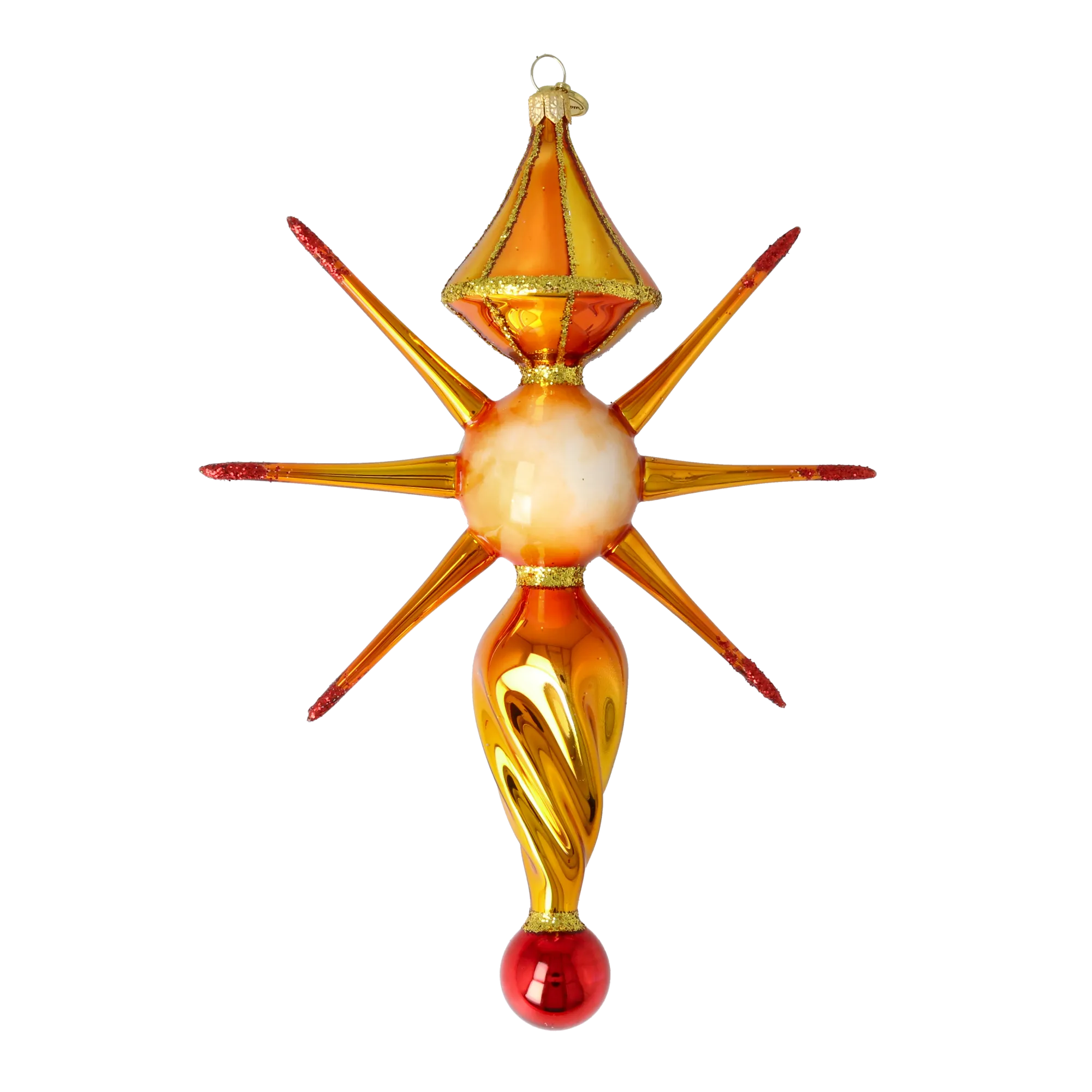 Amber Frost Star Glass Christmas ornament free blowing PRE-ORDER 2026-090