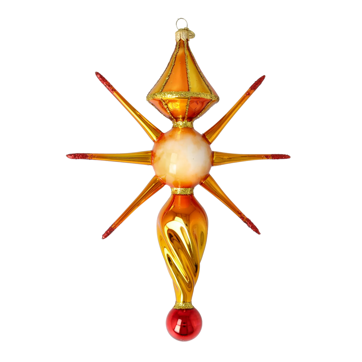 Saffron Zenith Pulse | Hand-Painted Glass Ornament | Blubom 2026-090