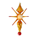Saffron Zenith Pulse | Hand-Painted Glass Ornament | Blubom 2026-090