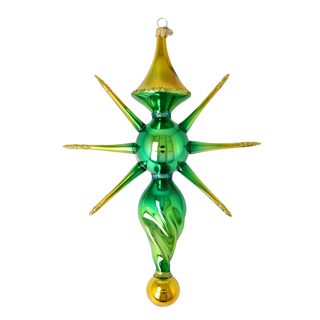 Emerald Solar Meridian | Hand-Painted Glass Ornament | Blubom 2026-091