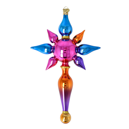 Crimson Frost Star Glass Christmas ornament free blowing PRE-ORDER 2026-093