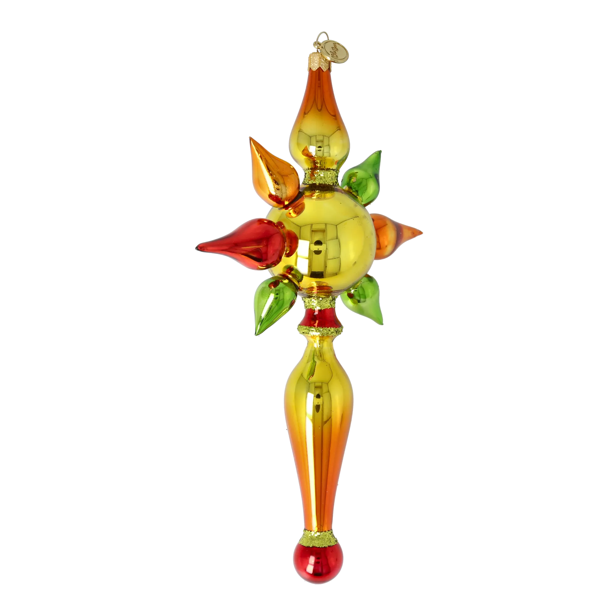 Amber Solstice Zenith | Hand-Painted Glass Ornament | Blubom 2026-096