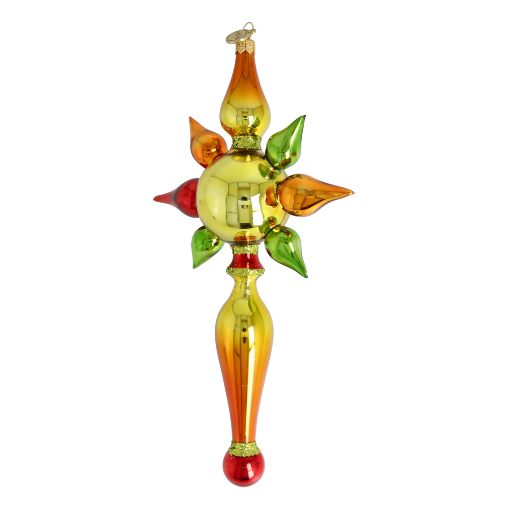 Amber Solstice Zenith | Hand-Painted Glass Ornament | Blubom 2026-096