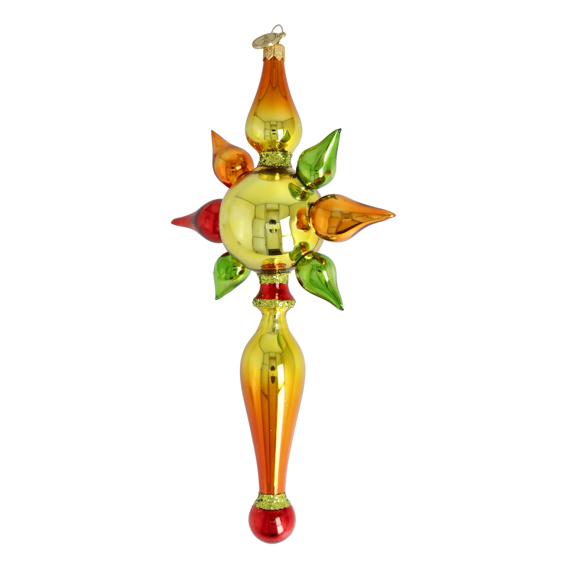 Amber Solstice Zenith | Hand-Painted Glass Ornament | Blubom 2026-096