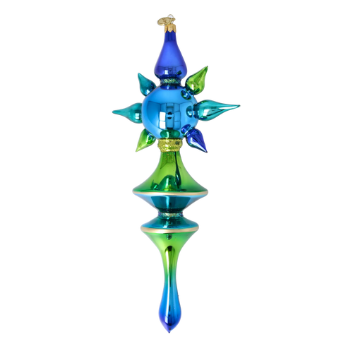 Boreal Azure Pulse | Hand-Painted Glass Ornament | Blubom 2026-099