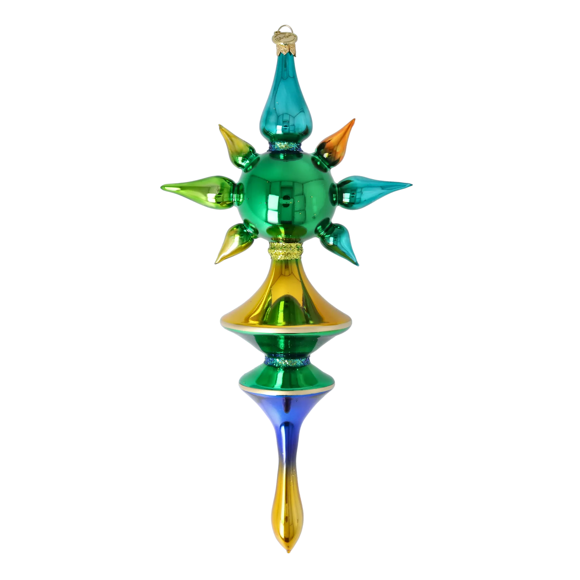 Emerald Meridian Pulse | Hand-Painted Glass Ornament | Blubom 2026-101
