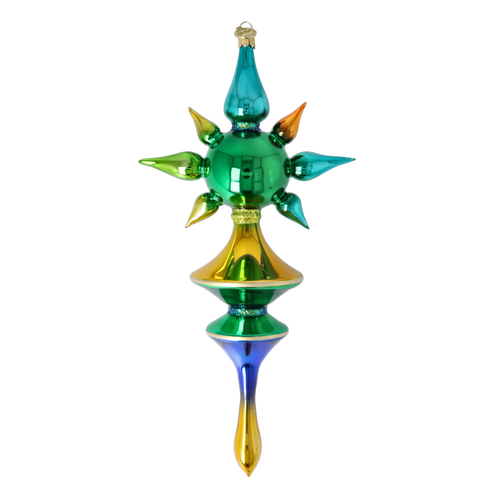 Emerald Meridian Pulse | Hand-Painted Glass Ornament | Blubom 2026-101
