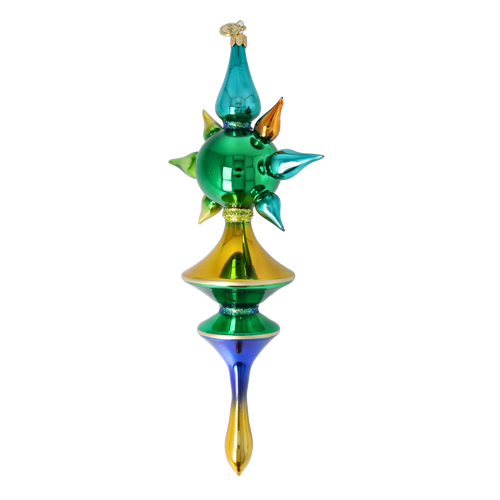Emerald Meridian Pulse | Hand-Painted Glass Ornament | Blubom 2026-101