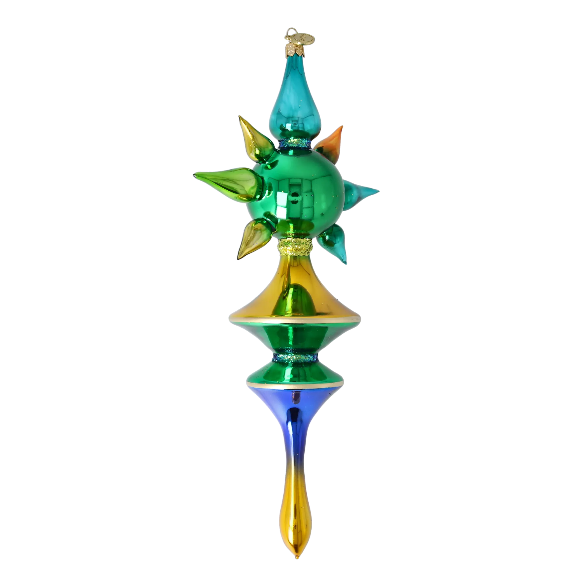 Emerald Meridian Pulse | Hand-Painted Glass Ornament | Blubom 2026-101