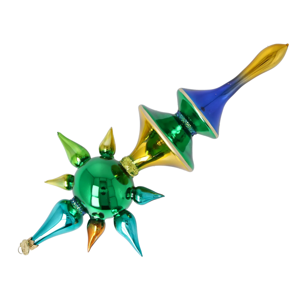 Emerald Meridian Pulse | Hand-Painted Glass Ornament | Blubom 2026-101