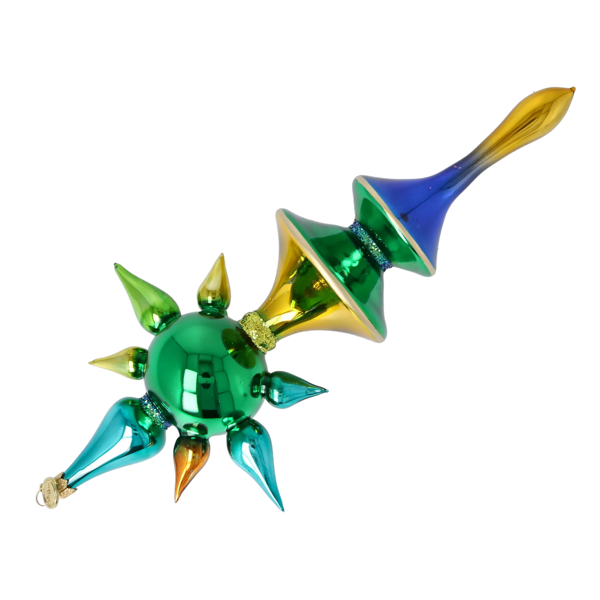 Emerald Meridian Pulse | Hand-Painted Glass Ornament | Blubom 2026-101