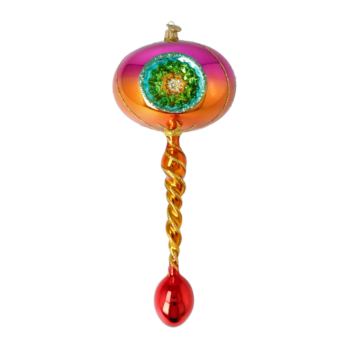 Amber Solstice Rhythm | Hand-Painted Glass Ornament | Blubom 2026-104