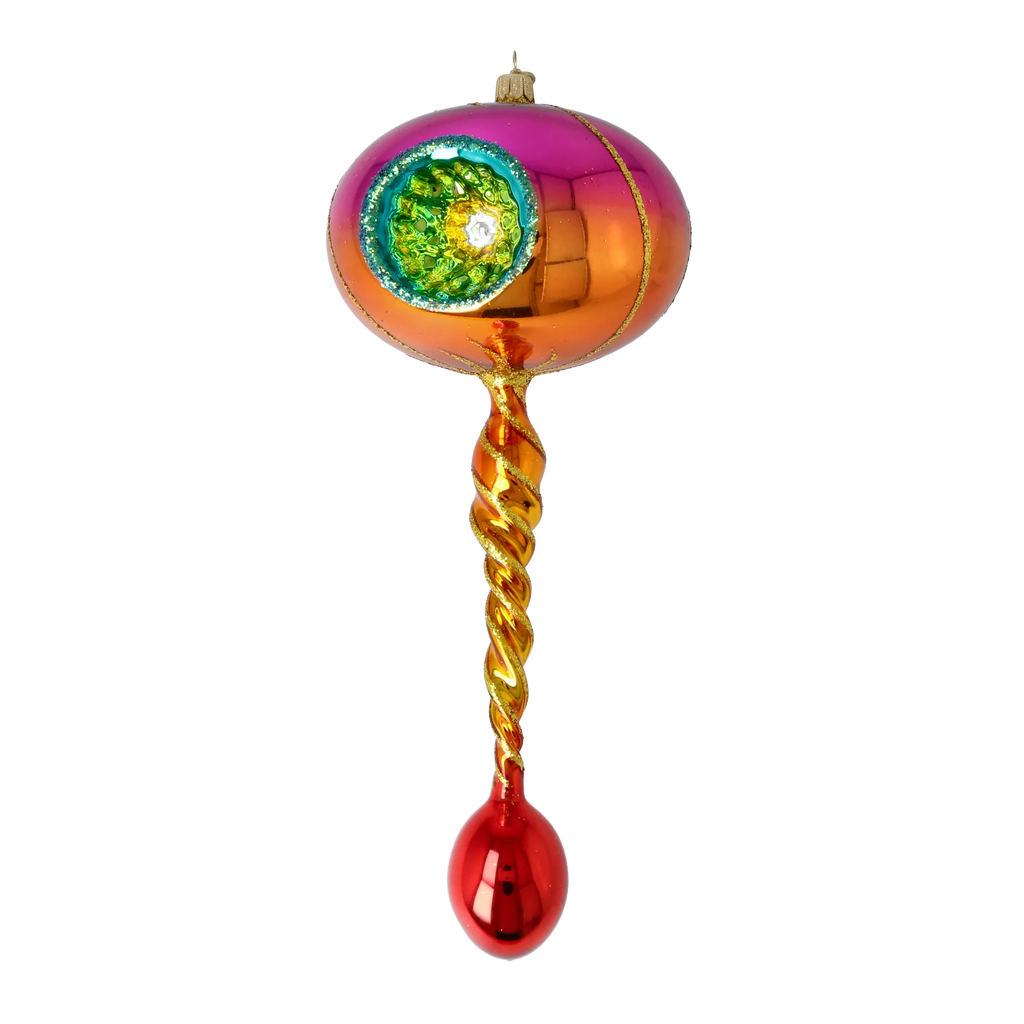 Amber Solstice Rhythm | Hand-Painted Glass Ornament | Blubom 2026-104