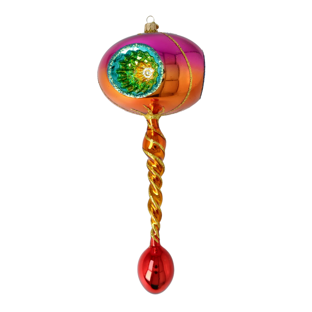 Amber Solstice Rhythm | Hand-Painted Glass Ornament | Blubom 2026-104