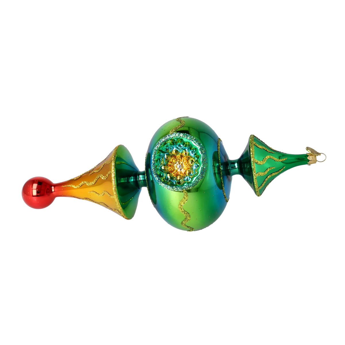 Emerald Solar Zenith | Hand-Painted Glass Ornament | Blubom 2026-106