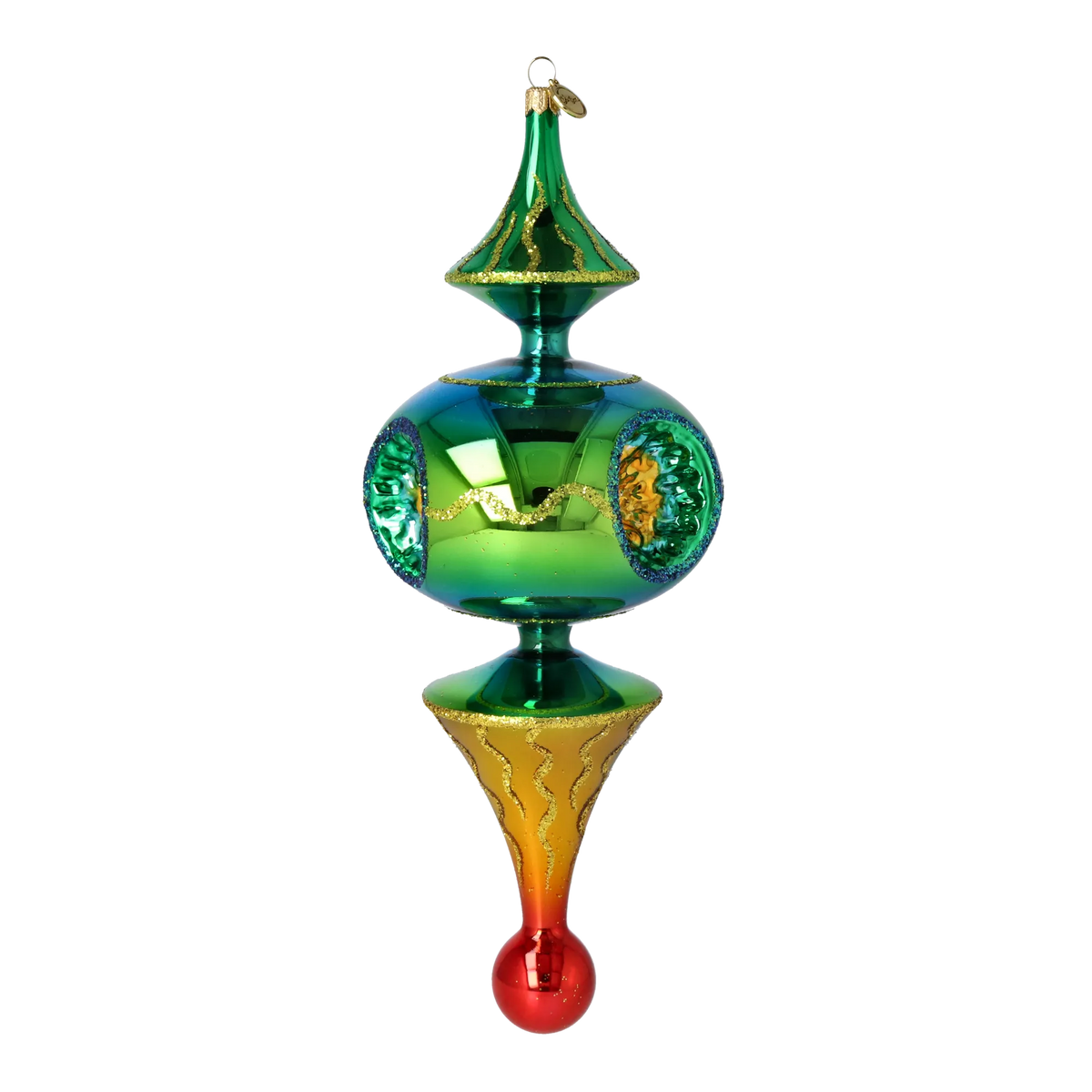 Emerald Solar Zenith | Hand-Painted Glass Ornament | Blubom 2026-106