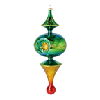Emerald Solar Zenith | Hand-Painted Glass Ornament | Blubom 2026-106