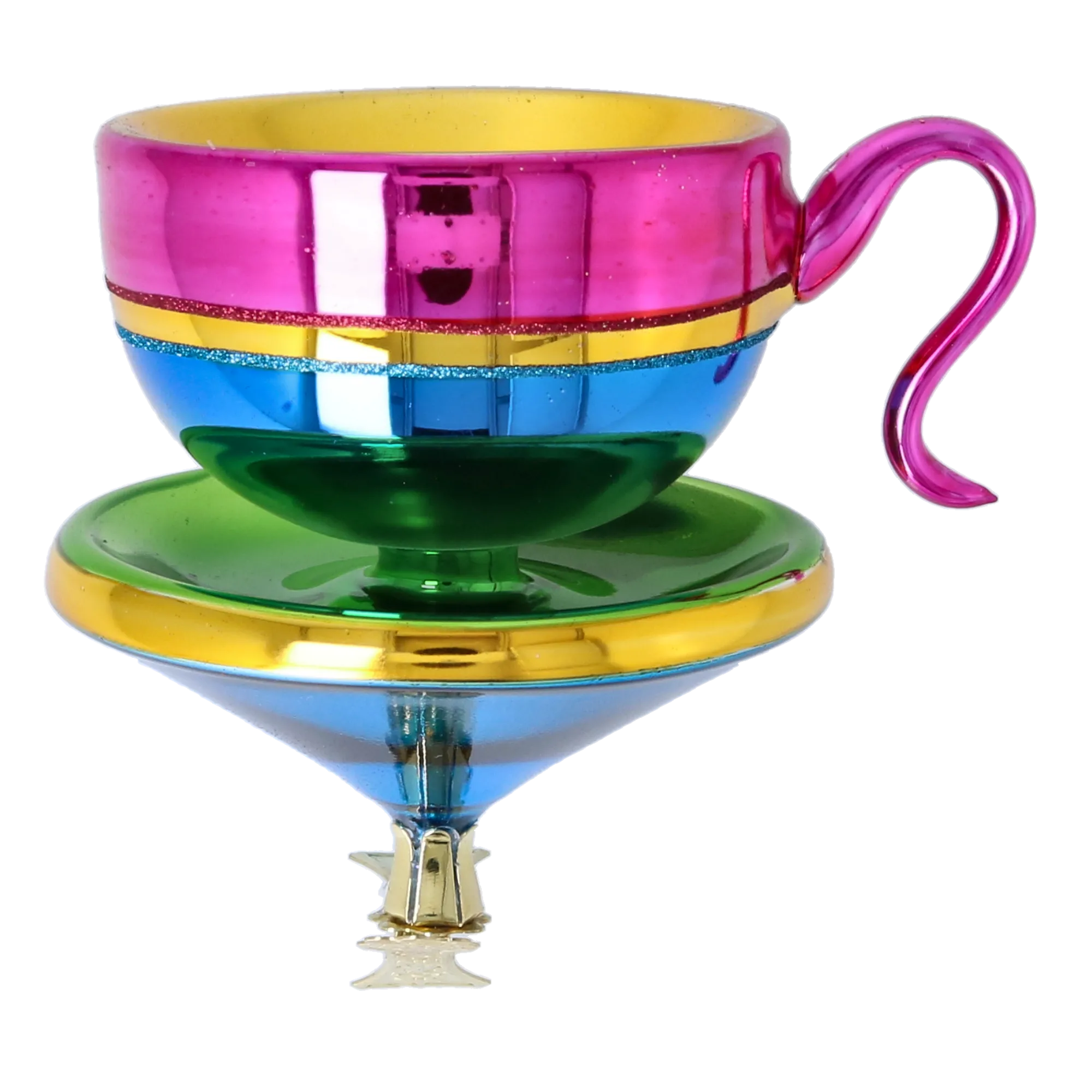 Rainbow Teacup with Pink Handle