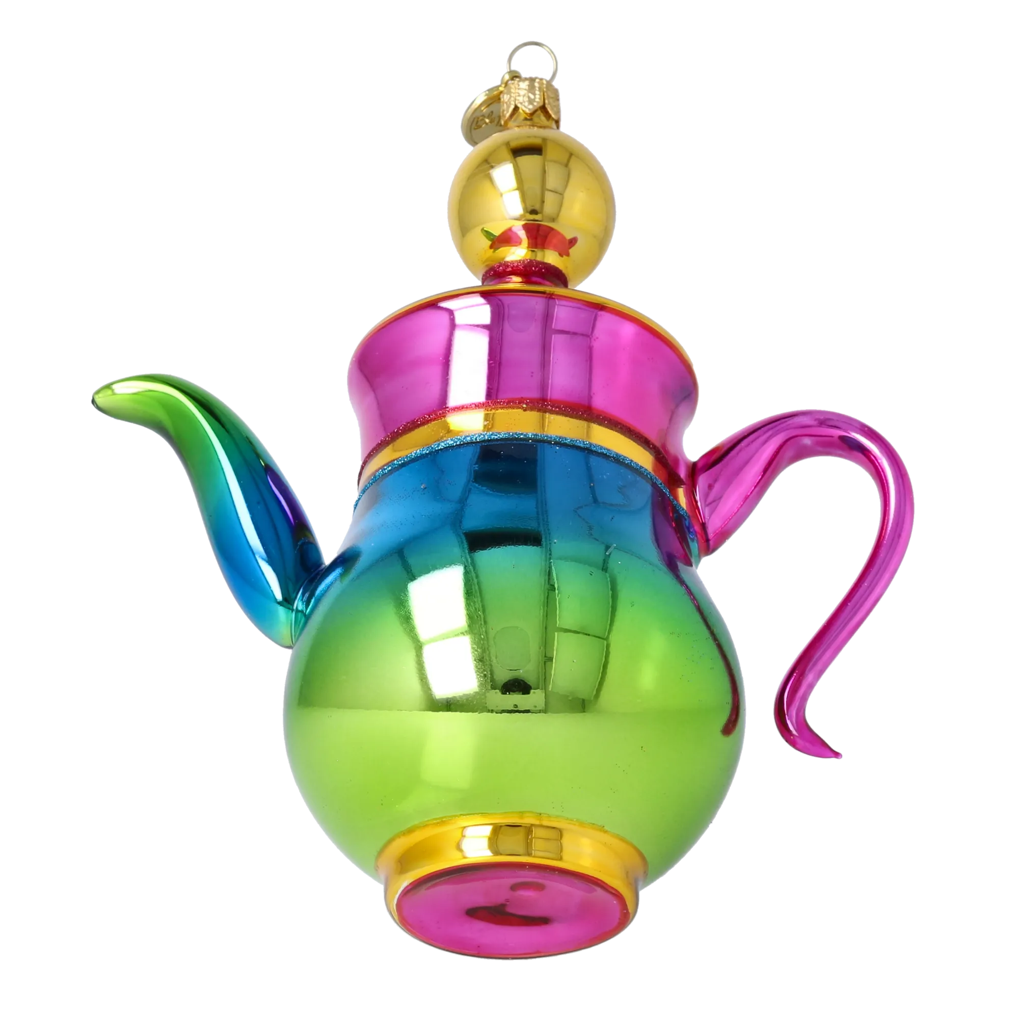Rainbow Brew Pot Free Blowing Glass Ornament 2026-109
