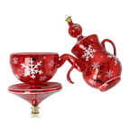 Scarlet Frost Ritual | Hand-Painted Glass Ornament | Blubom 2026-114