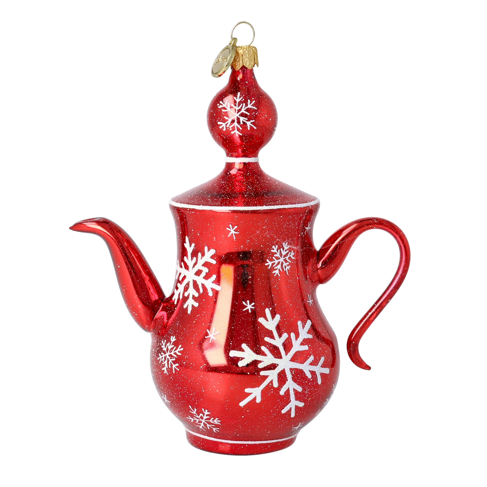Crimson Snow Tea Pot Free Blowing Glass Teacup Ornament 2026-115