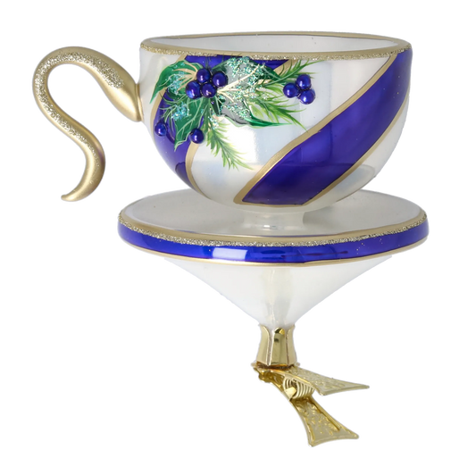 Winterberry Royale Cup Free Blowing Glass Teacup Ornament 2026-116
