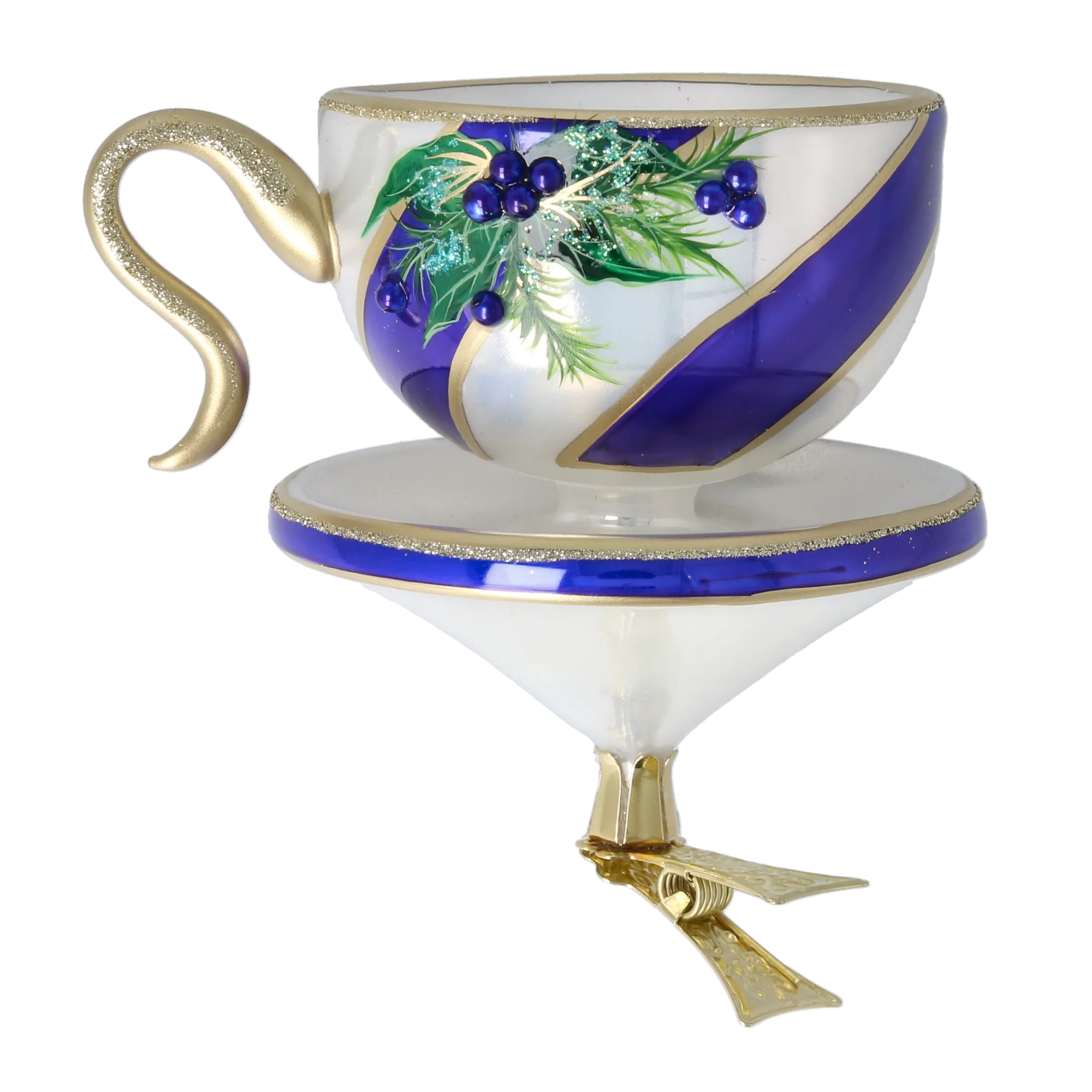 Winterberry Royale Cup Free Blowing Glass Teacup Ornament 2026-116