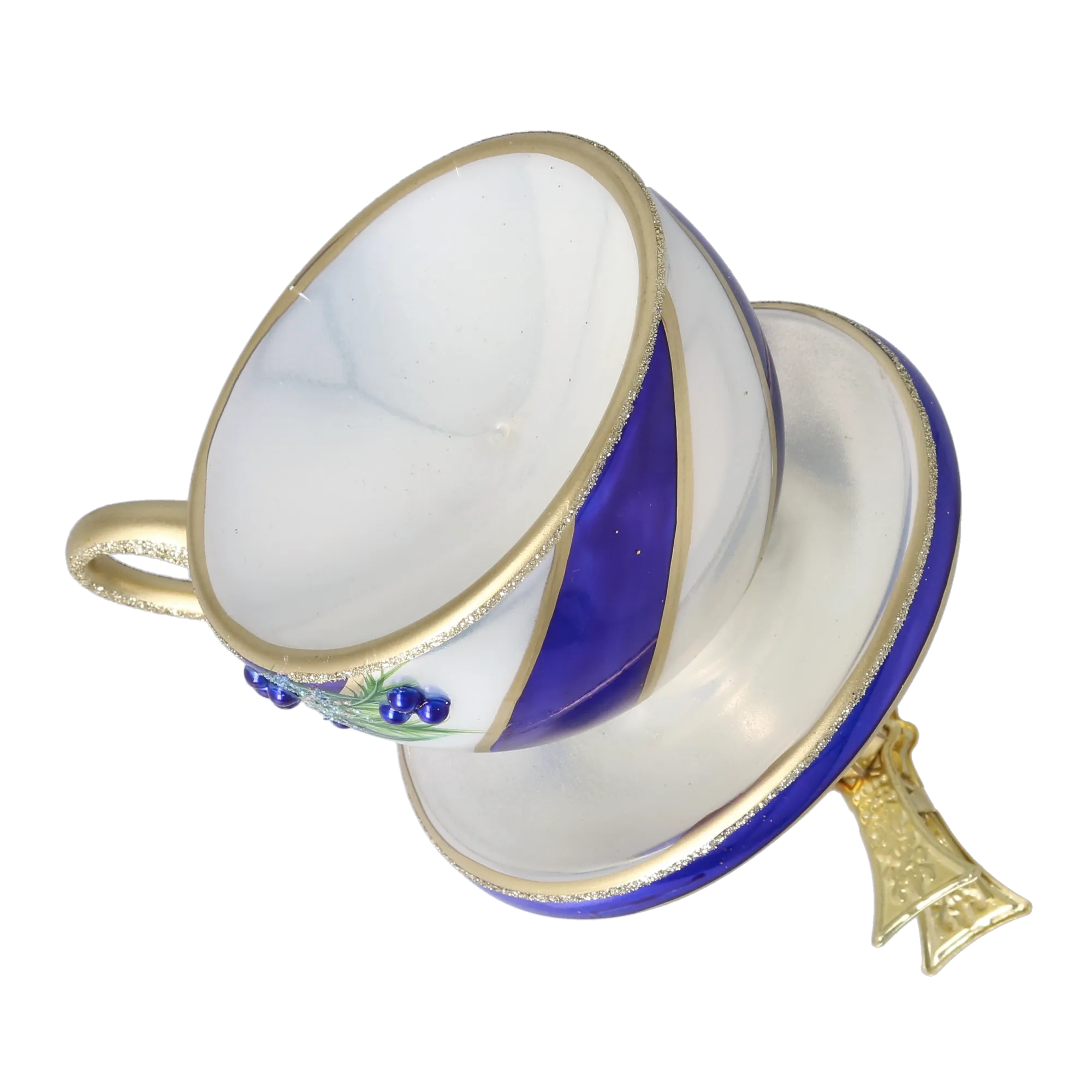 Winterberry Royale Cup Free Blowing Glass Teacup Ornament 2026-116