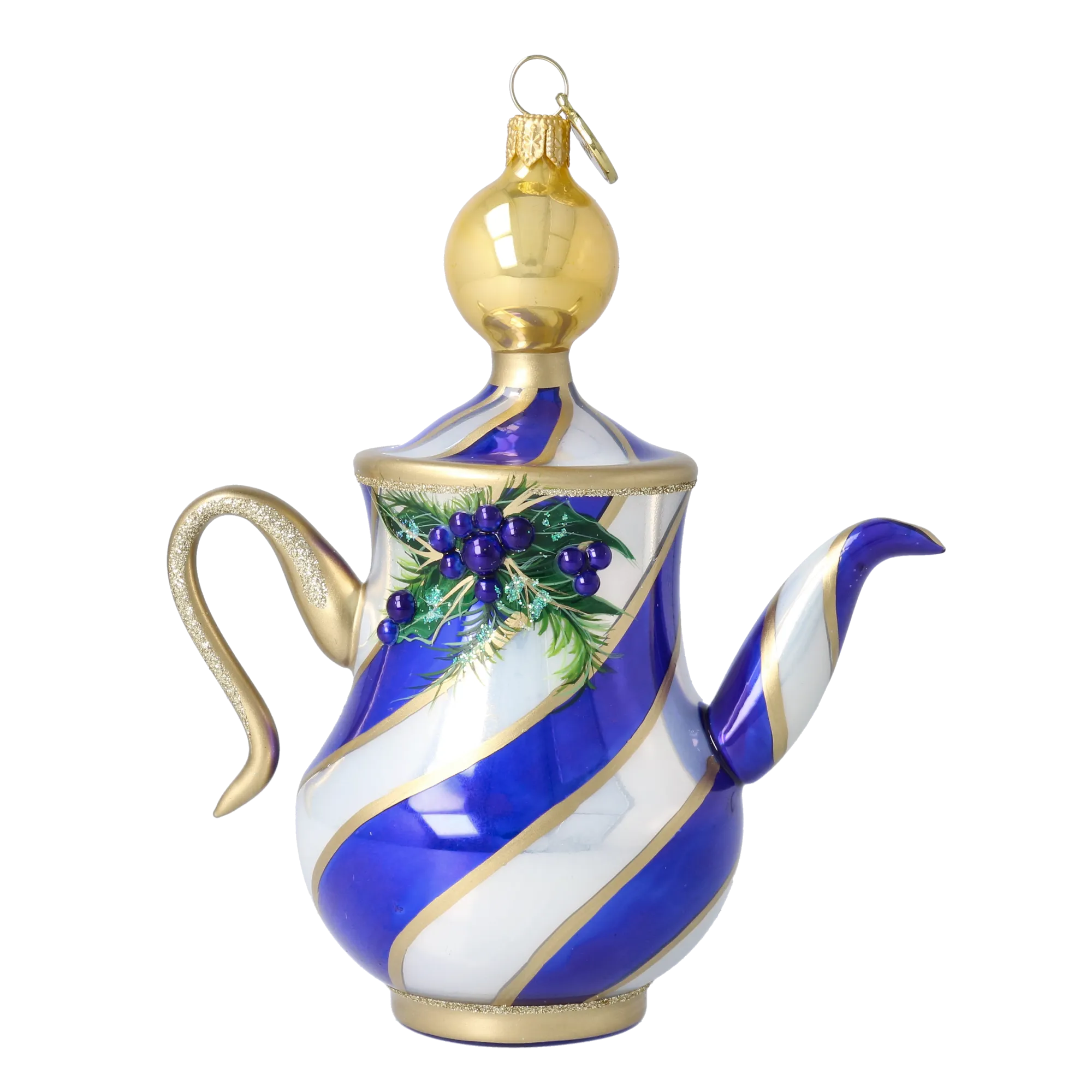 Winter Berry Tea Pott Free Blowing Glass Ornament 2026-117