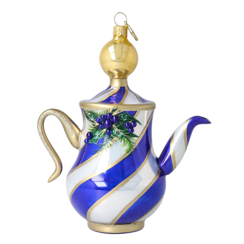 Stately Cobalt Service | Hand-Painted Glass Ornament | Blubom 2026-117