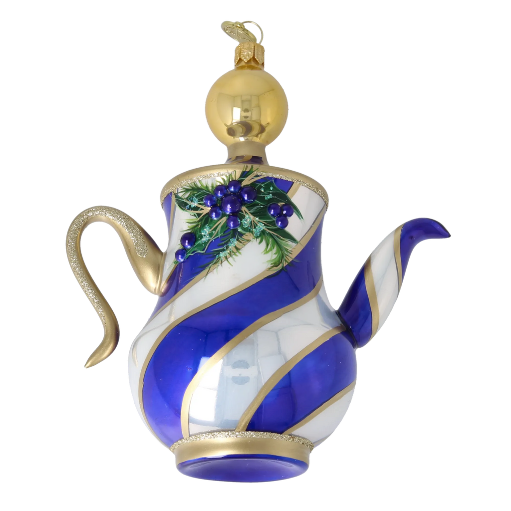 Stately Cobalt Service | Hand-Painted Glass Ornament | Blubom 2026-117