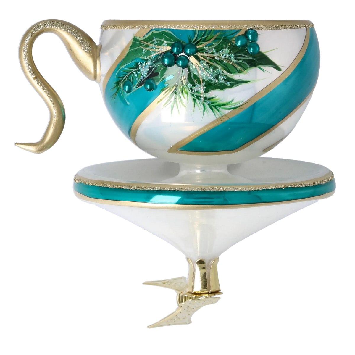 Sovereign Evergreen Steep | Hand-Painted Glass Ornament | Blubom 2026-118