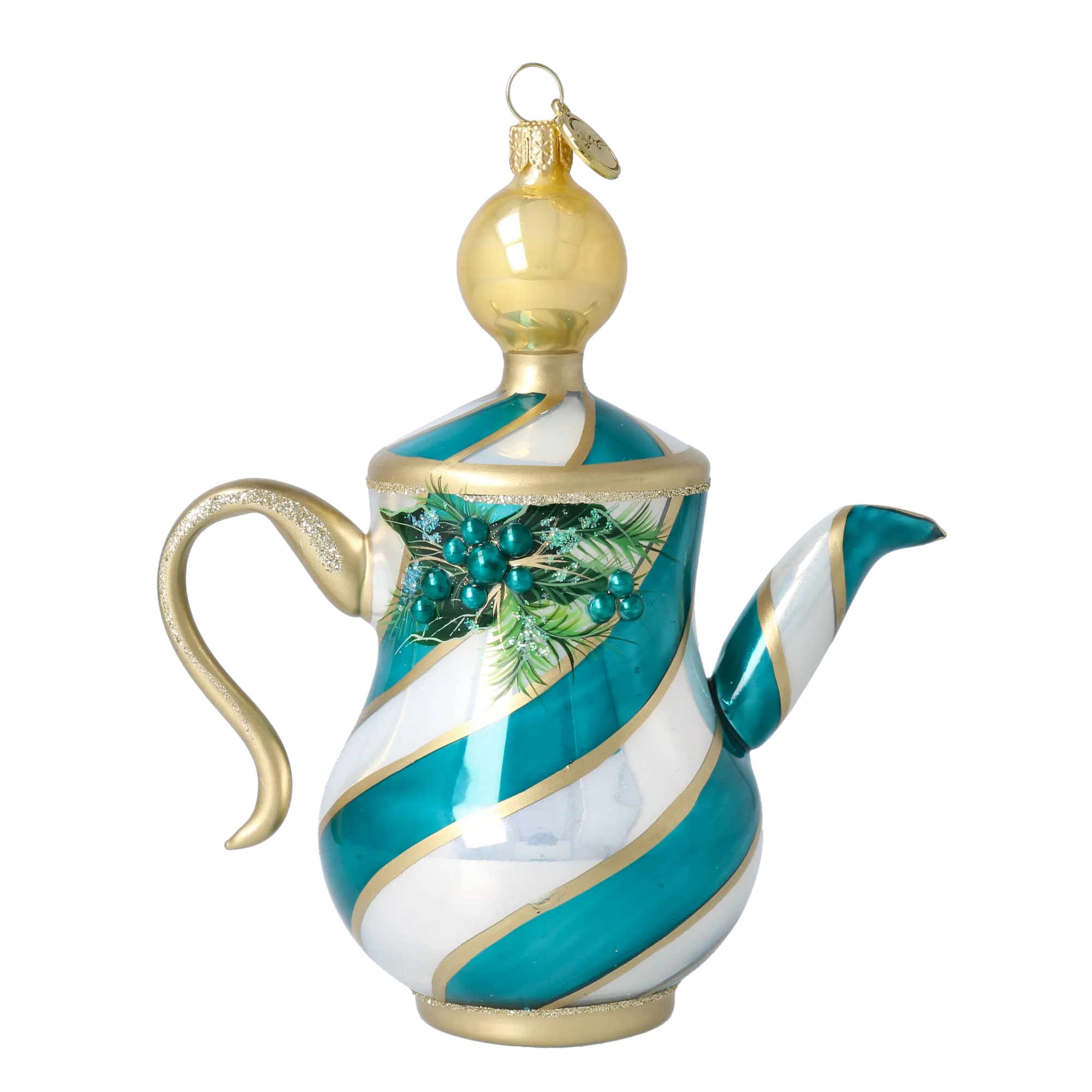 Gracious Teal Service | Hand-Painted Glass Ornament | Blubom 2026-119