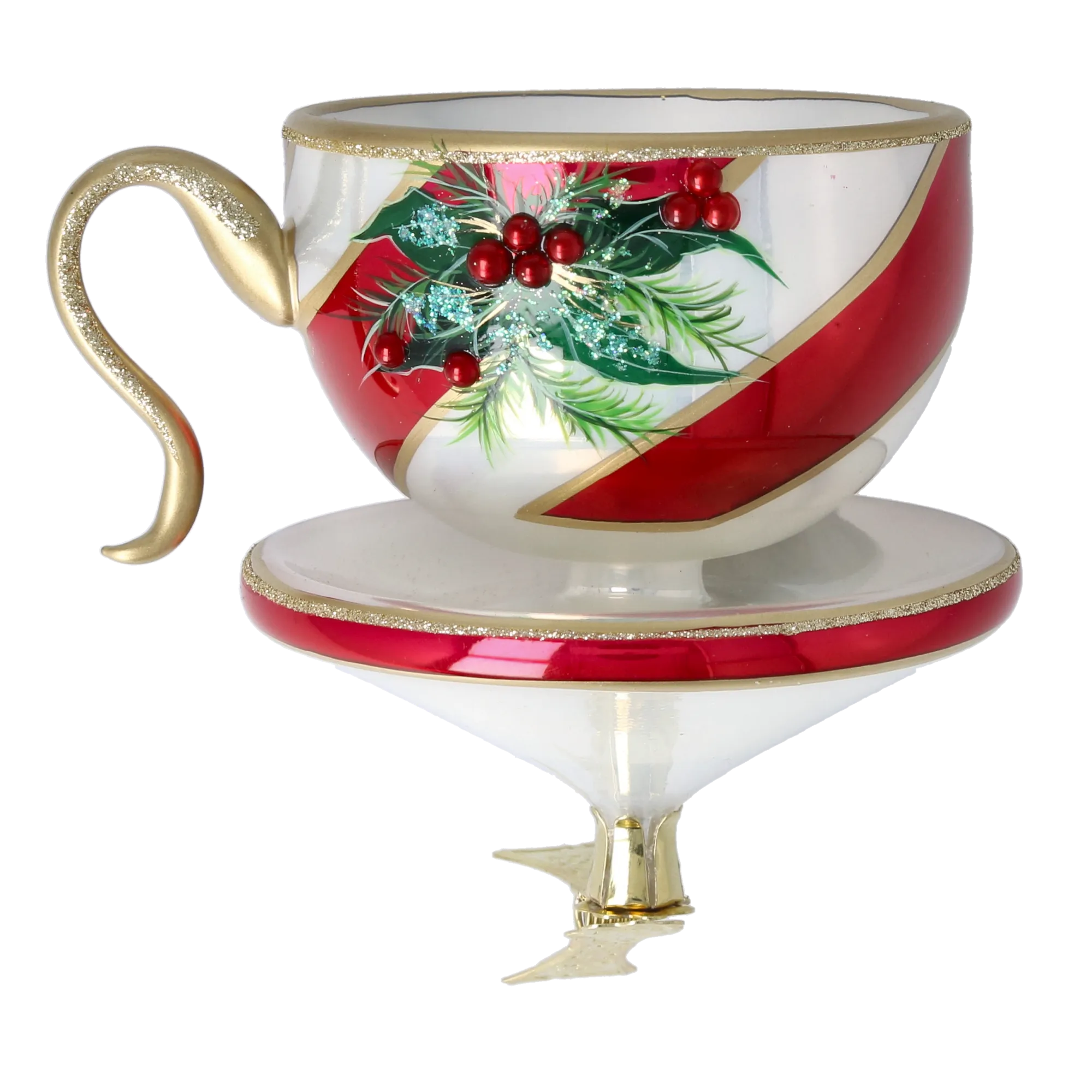 Holiday Red Cup Free Blowing Glass Teacup Ornament 2026-120