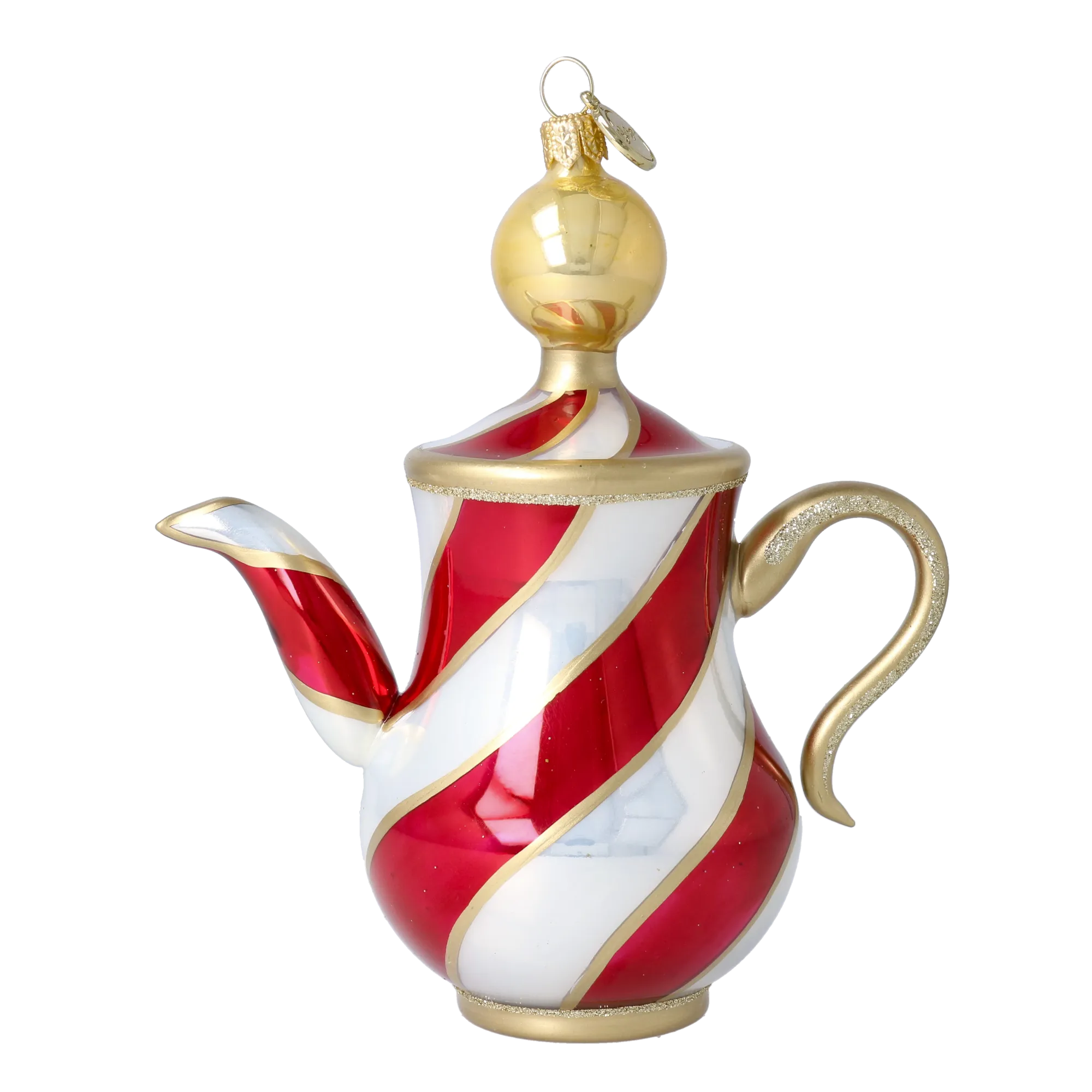 Festive Holly Tea Pot Free Blowing Glass Ornament 2026-121