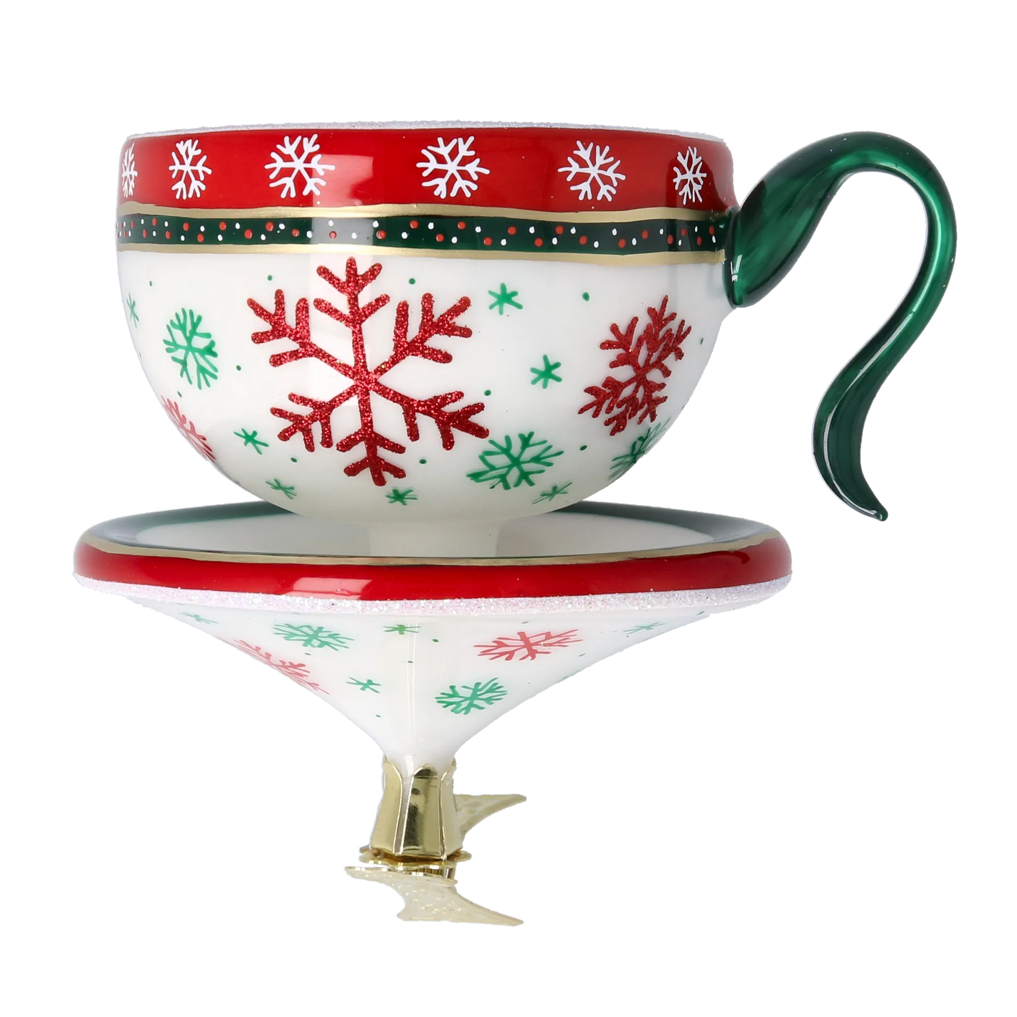 Winter Snowflake Cup Free Blowing Glass Teacup Ornament 2026-122