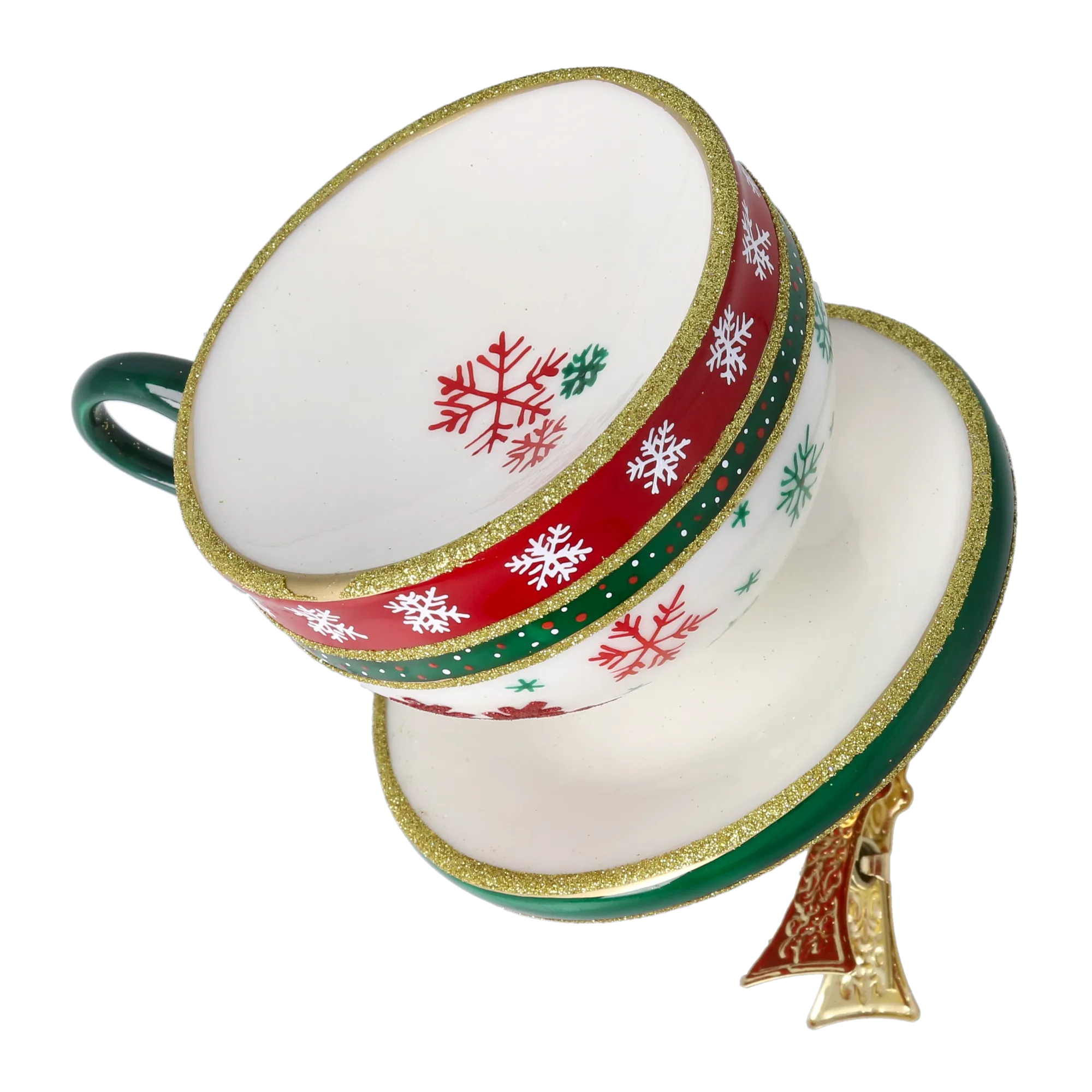 Festive Snowflake Cup Free Blowing Glass Teacup Ornament 2026-124