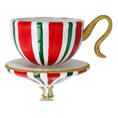 Load image into Gallery viewer, Holiday Stripe Cup Free Blowing Glass Teacup Ornament 2026-126
