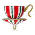 Load image into Gallery viewer, Holiday Stripe Cup Free Blowing Glass Teacup Ornament 2026-126

